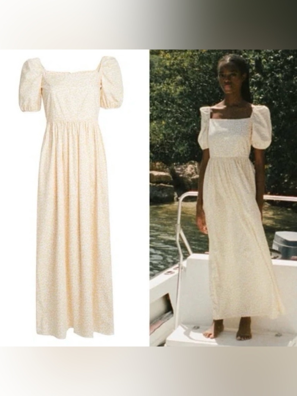 Coco Shop Short Sleeve Maxi Dress in Yellow Leaf Size XS